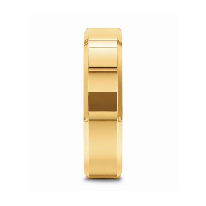 RHODES Gold-Plated Beveled Tungsten Carbide Ring - 4mm - 8mm