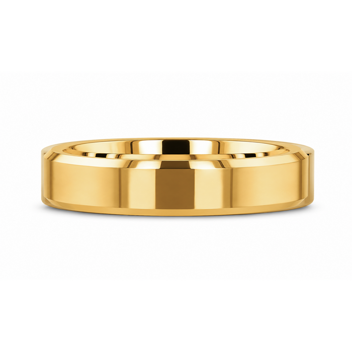 RHODES Gold-Plated Beveled Tungsten Carbide Ring - 4mm - 8mm