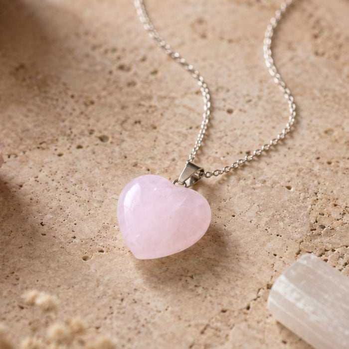 Rose Quartz Heart Necklace