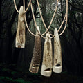 Handmade Scottish Red Deer Antler Whistle on Leather Thongs