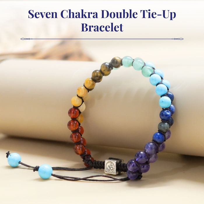 Seven Chakra Double Tie-Up Bracelet