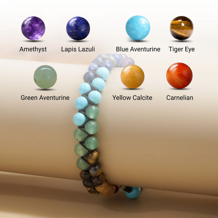 Seven Chakra Double Tie-Up Bracelet