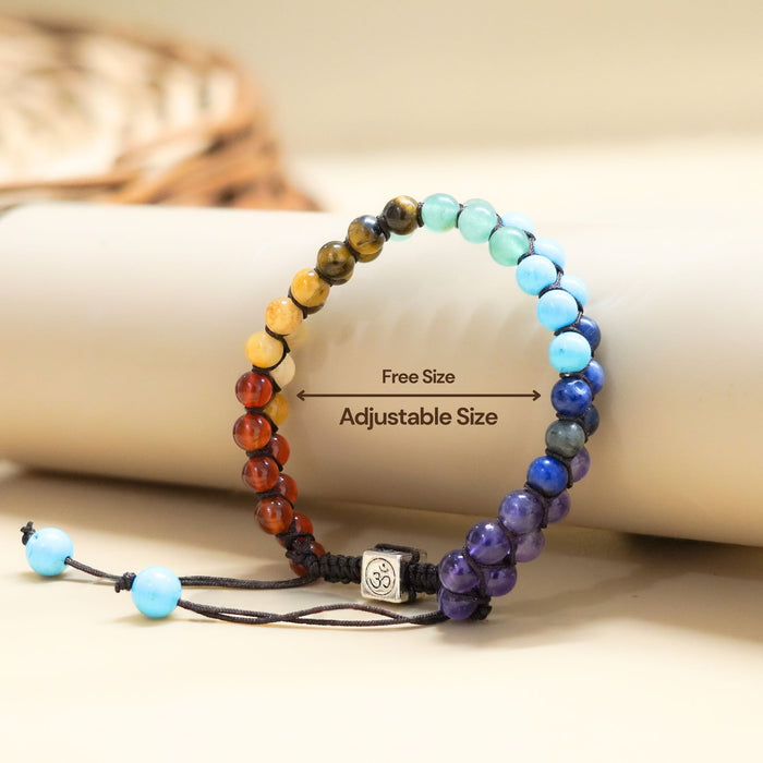 Seven Chakra Double Tie-Up Bracelet