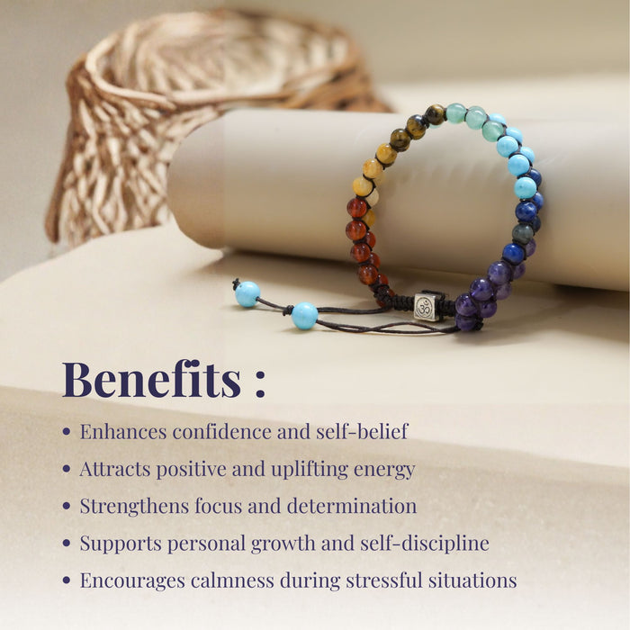 Seven Chakra Double Tie-Up Bracelet
