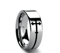 SIDEWAYS CROSS on Flat Tungsten Carbide Ring