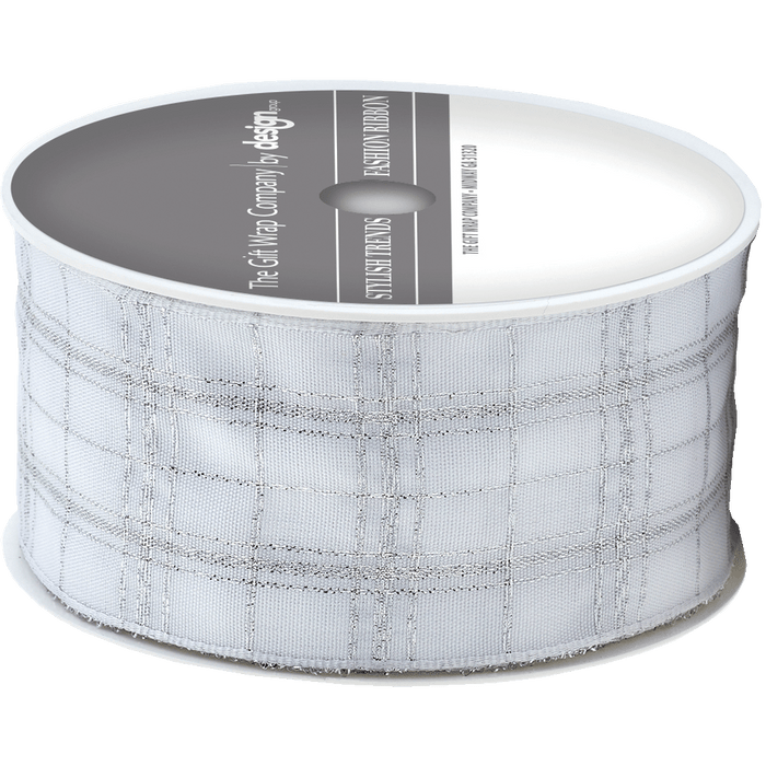 Silver Perfectly Plaid Wired Ribbon