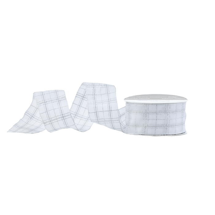 Silver Perfectly Plaid Wired Ribbon