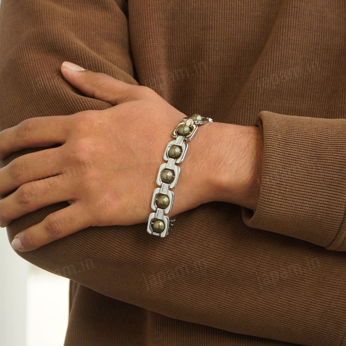 Silver Plated Essential Pyrite Bracelet