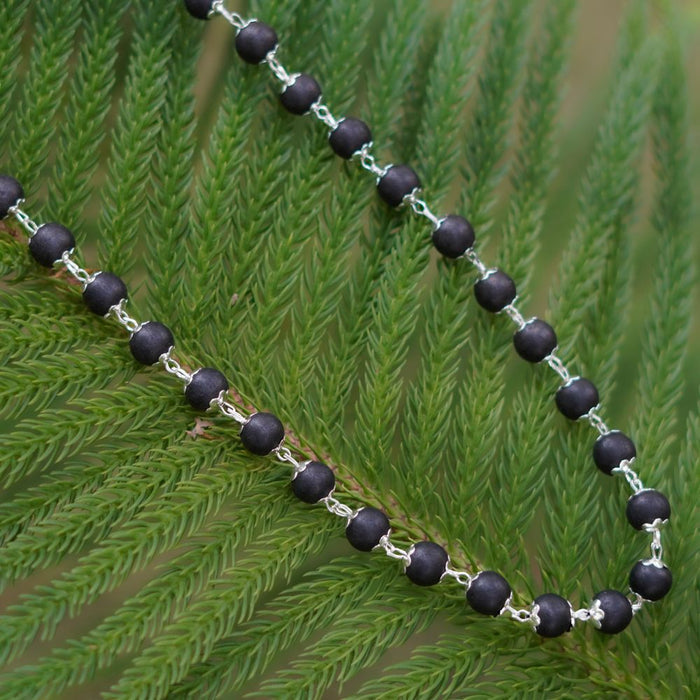Silver Plated Eternal Karungali Mala - 9mm Beads