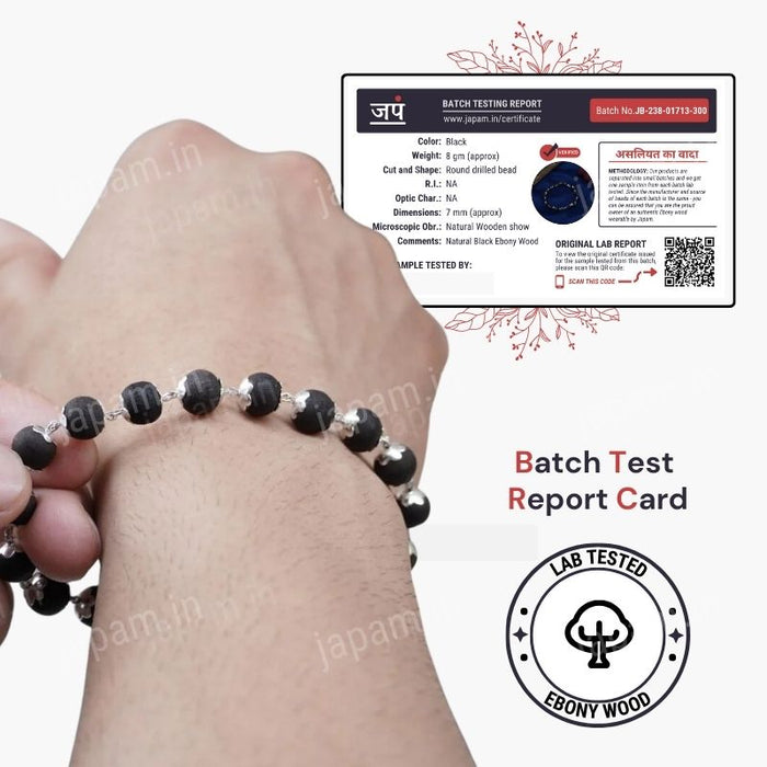 Silver Plated Karungali Beads Bracelet - For Men