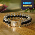 Silver Plated Karungali Modern Bracelet - Natural Ebony Wood