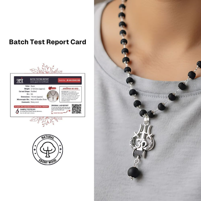 Silver Plated Karungali Necklace with Trishool Pendant