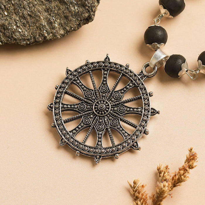 Silver Plated Karungali Sudarshan Chakra Mala