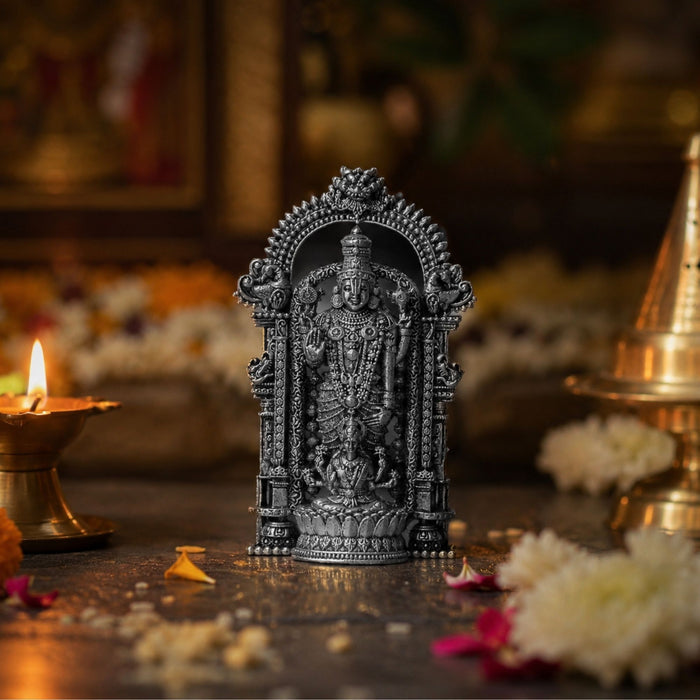 Silver Plated Lord Tirupati Bala Ji Idol for Car Dashboard