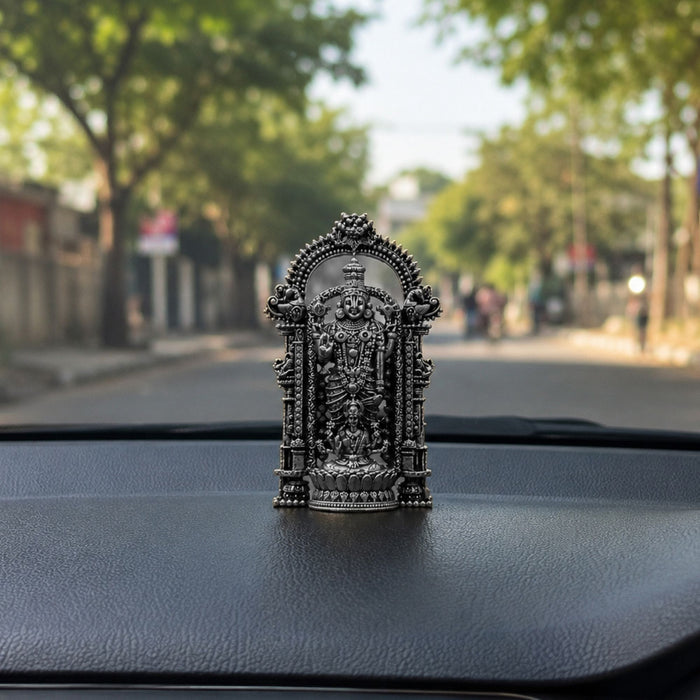 Silver Plated Lord Tirupati Bala Ji Idol for Car Dashboard