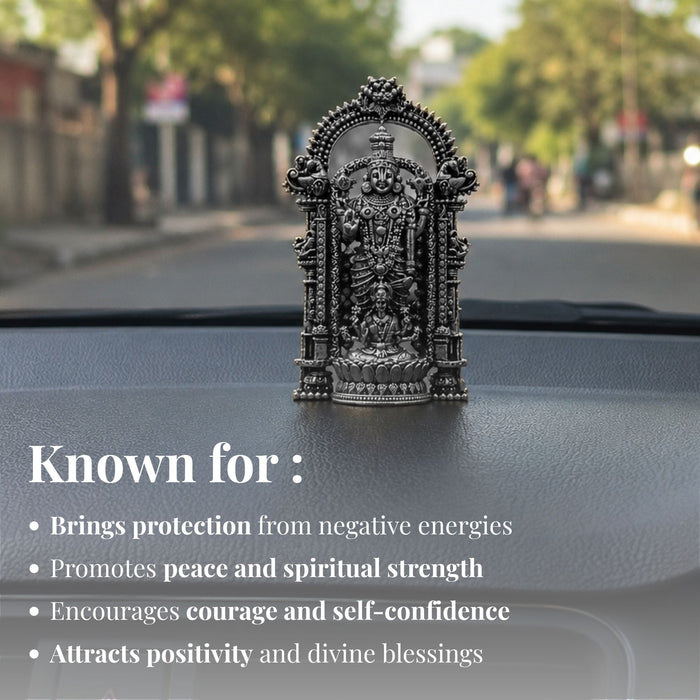 Silver Plated Lord Tirupati Bala Ji Idol for Car Dashboard