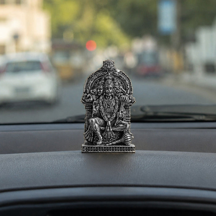 Silver Plated Panchmukhi Hanuman Ji Idol for Car Dashboard