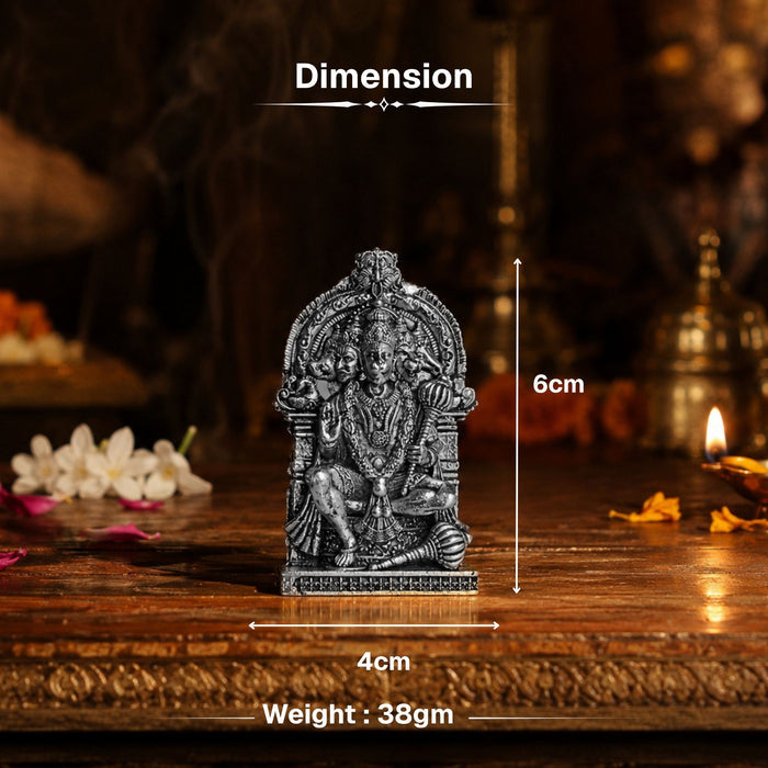 Silver Plated Panchmukhi Hanuman Ji Idol for Car Dashboard