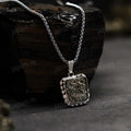 Silver Plated Raw Pyrite Stone Pendant