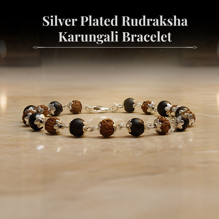 Silver Plated Rudraksha Karungali Bracelet