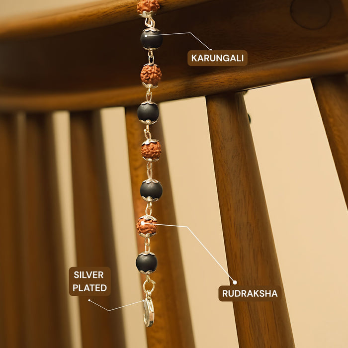 Silver Plated Rudraksha Karungali Bracelet