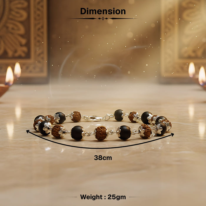 Silver Plated Rudraksha Karungali Bracelet