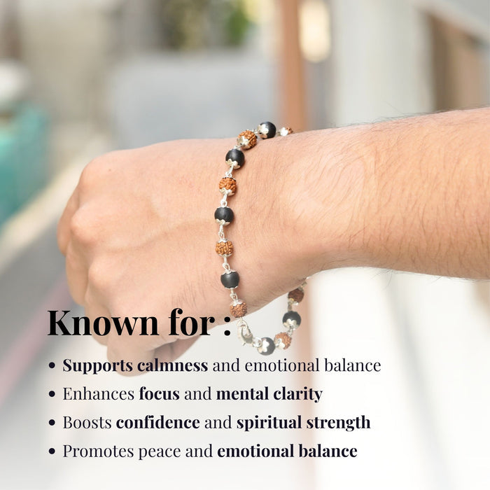 Silver Plated Rudraksha Karungali Bracelet