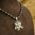 Silver Plated Shanmukha Karungali Necklace