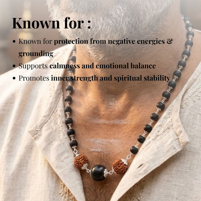 Silver Plated Trishakti Karungali Mala