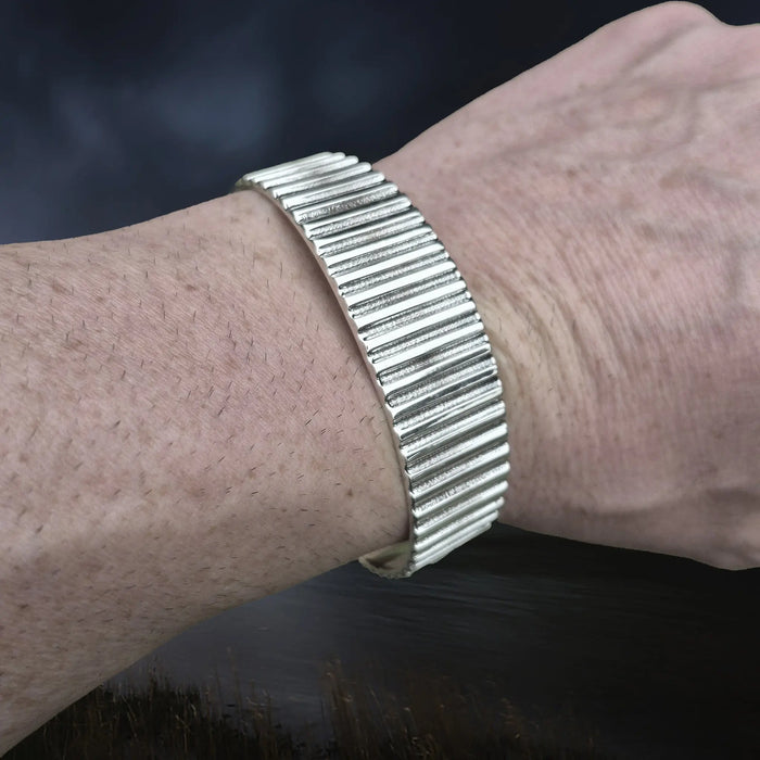 Silver Viking Bracelet / Arm Ring Replica From Anglesey with Ridge Design on Wrist