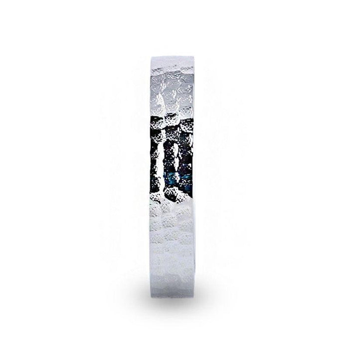 SILVERADO Silver Hammered Finish Flat Style Wedding Band - 4mm & 8mm