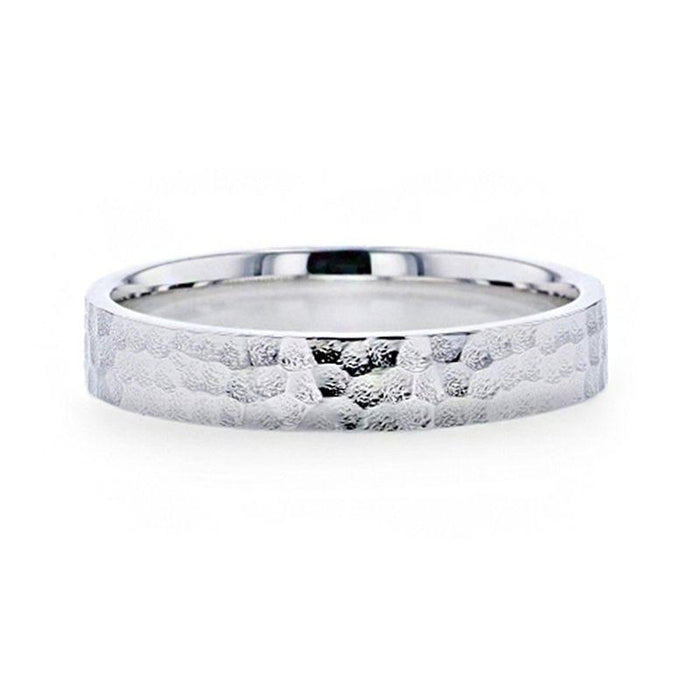 SILVERADO Silver Hammered Finish Flat Style Wedding Band - 4mm & 8mm