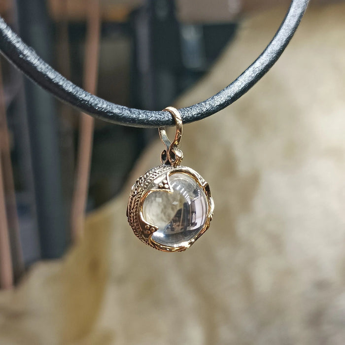 Small Bronze Gotland Crystal Ball Pendant on Leather Thong