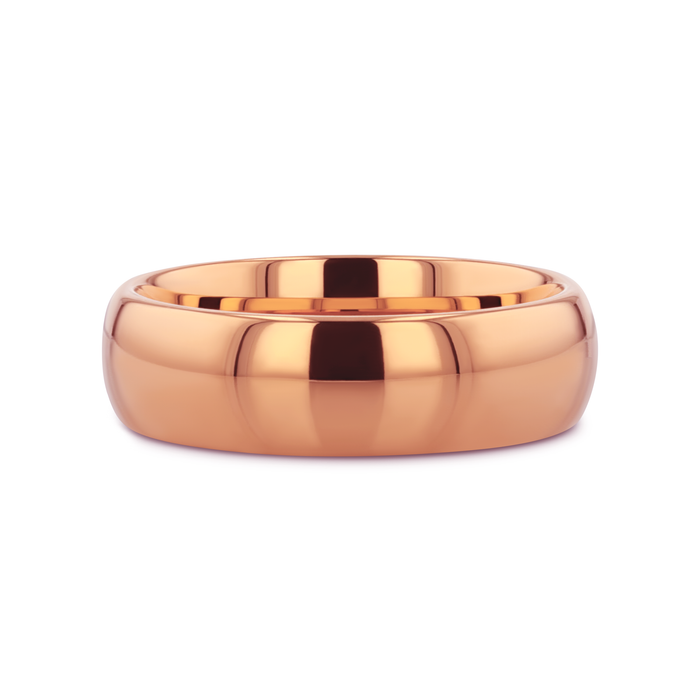 SOL Traditional Domed Rose Gold Plated Tungsten Carbide Wedding Ring - 4mm - 8mm
