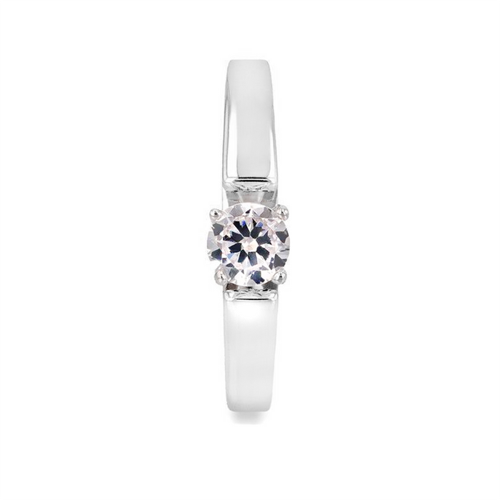 Solitaire Engagement Band with Cubic Zirconium Stone - 2mm