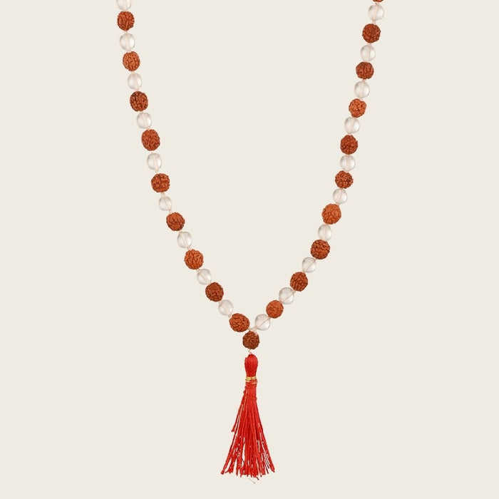 Sphatik and Rudraksha Mala - 108+1 Beads