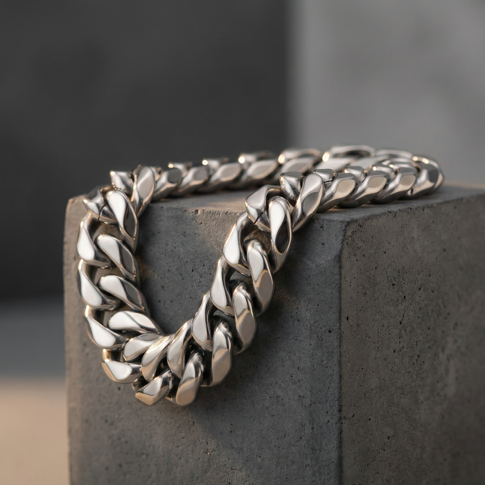 Stainless Steel 14mm Cuban Chain - 9 Inch