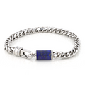 Stainless Steel Bracelet With Lapis Inlay - 9 Inch