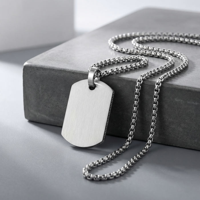 Stainless Steel Dog Tag Pendant with 22in Steel Chain