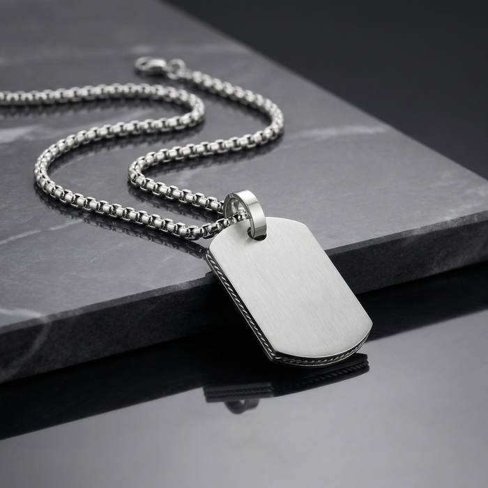 Stainless Steel Dog Tag Pendant with 22in Steel Chain