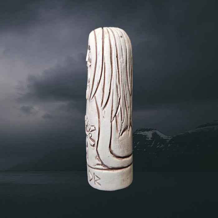 Statuette of the Norse God Baldr in Hand-Crafted Clay - Left Side View