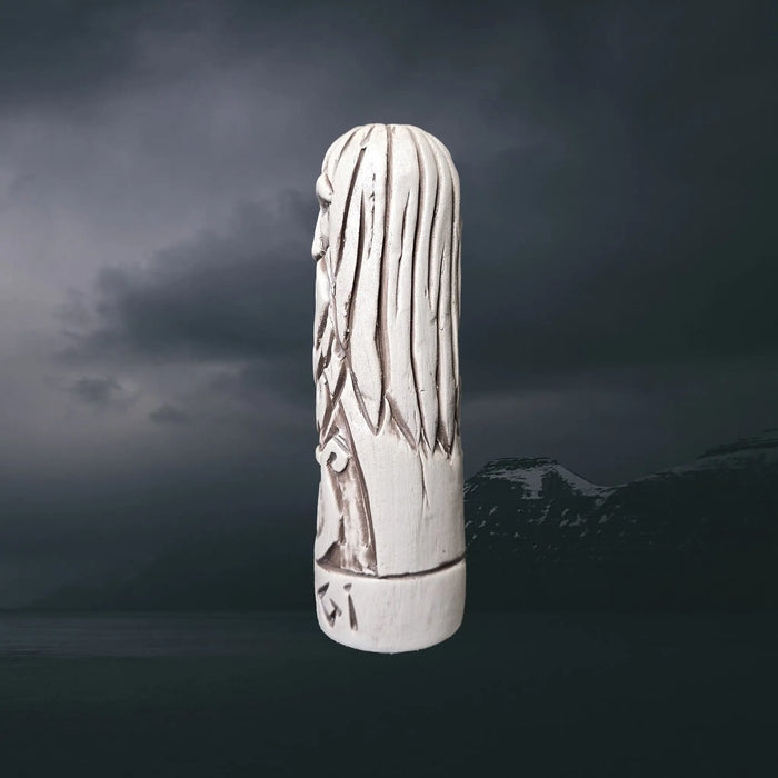 Statuette of the Norse God Bragi in Hand-Crafted Clay - Left Side View
