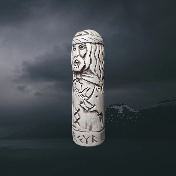 Hand-Crafted Ceramic Norse God Freyr (Frey) Statuette - Left Side Angle View