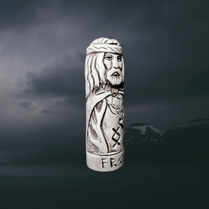 Hand-Crafted Ceramic Norse God Freyr (Frey) Statuette - Right Side Angle View