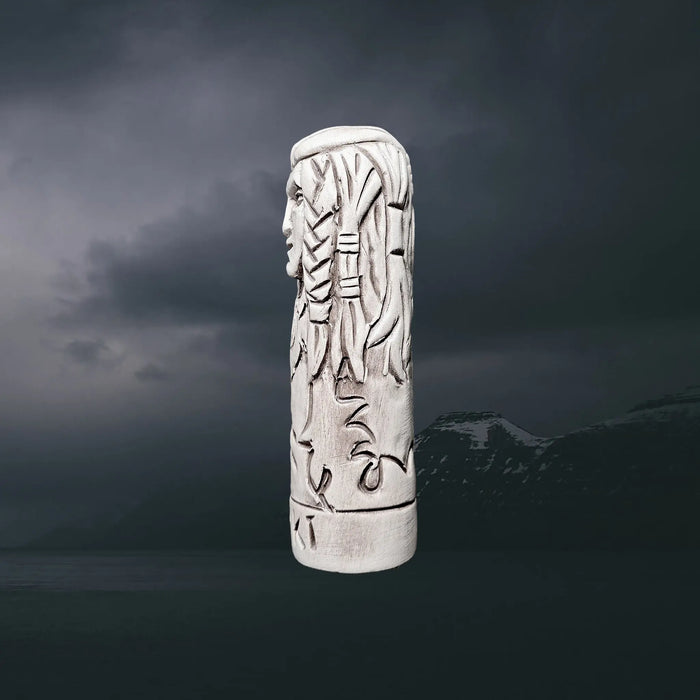 Hand-Crafted Ceramic Norse God Loki Statuette - Left Side View
