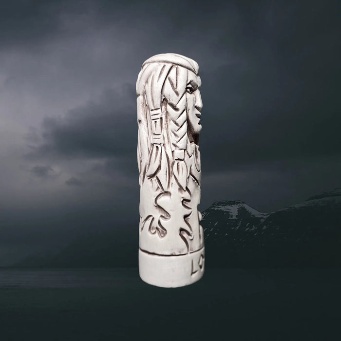 Hand-Crafted Ceramic Norse God Loki Statuette - Right Side View