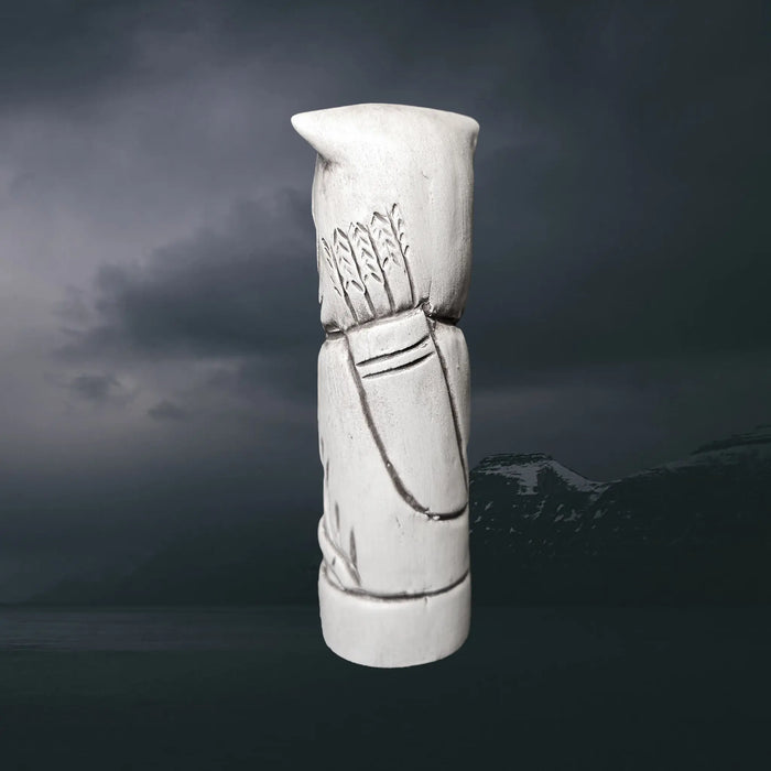 Hand-Crafted Ceramic Norse God Ull Statuette - Back View