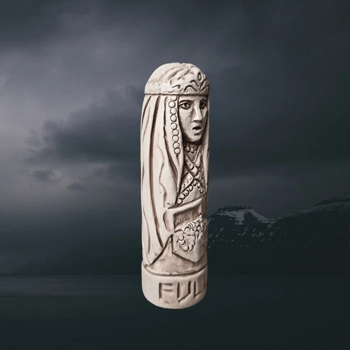Statuette of the Norse Goddess Fulla in Hand-Crafted Clay - Right Side Angle View