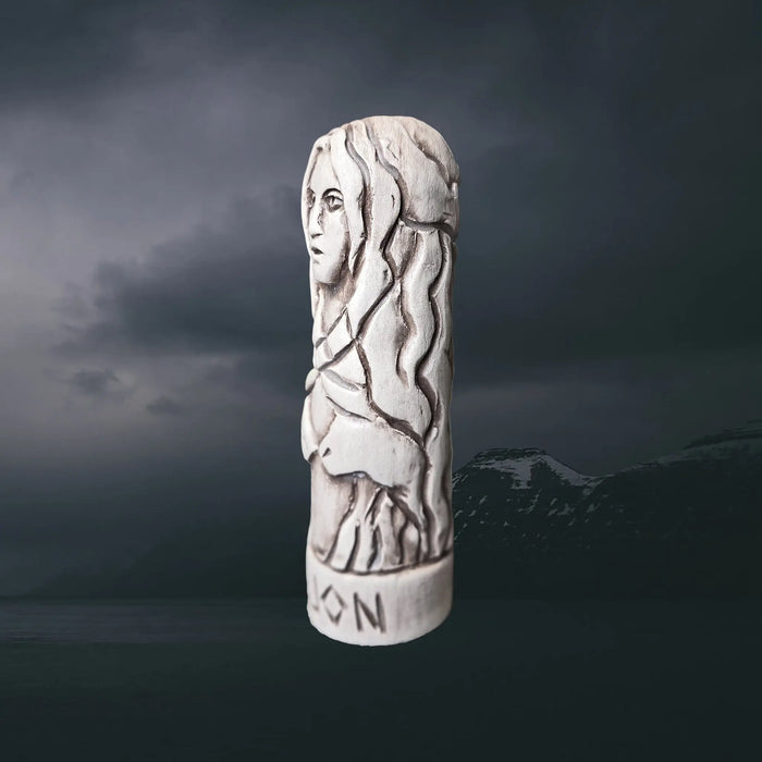 Hand-Crafted Ceramic Norse Goddess Gefjon Statuette - Left Side View