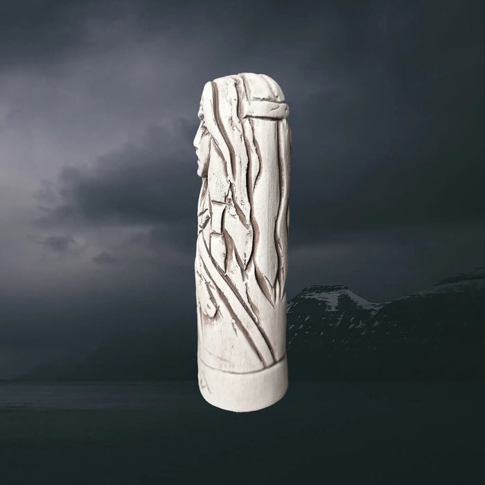 Hand-Crafted Ceramic Norse Goddess Gna Statuette - Left Side View